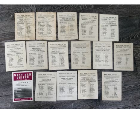 1960s West Ham Reserve + Youth Home Football Programmes: All mid 60s with two having writing. Some creasing and folds but ove