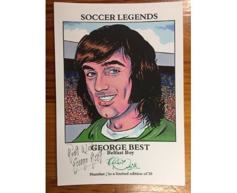 George Best Signed Belfast Boy Football Print: Limited Edition number 1/20. Philip Neil A4 print features Best in Northern Ir