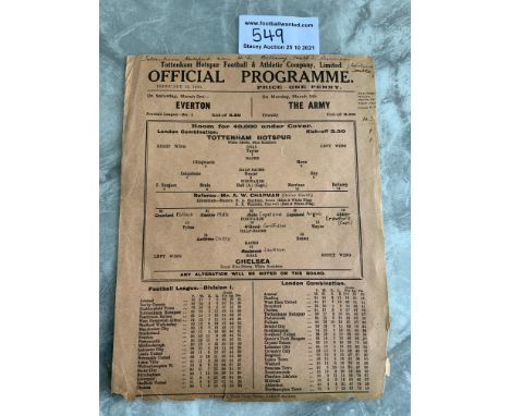 33/34 Tottenham Reserves v Chelsea Football Programme: London Combination with writing wear and slight paper loss to edges.