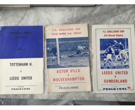 Pirate Football Programmes: 67/68 Tottenham v Leeds, 66/67 Leeds v Sunderland FA Cup Replay and 64/65 Aston Villa v Wolves FA