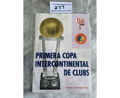 1960 Intercontinental Cup Final Football Programme: Real Madrid v Penarol in good condition with no team changes. This is the