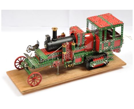 Meccano Scratch Built model of a American Timber Tractor. Please note parts are repainted/restored. Condition is Fair.&nbsp;