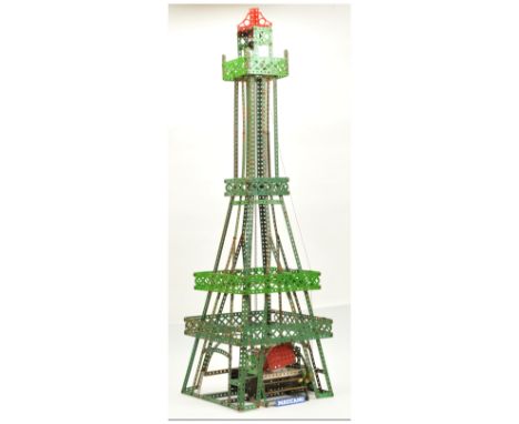 Meccano Scratch Built model of a Tower which is possibly Eiffel Tower. Condition is Poor to Fair.&nbsp;