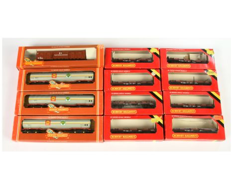 Hornby (GB) mixed group of Wagons comprising of 8x R236 45 ton steel carriers, 3x R669 100 ton Tankers "Shell-BP" and 1x R027