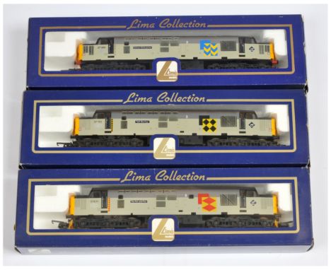 Lima OO Group of 3x BR Two Tone Grey Railfreight Class 37 Loco's. Comprising 204735 Taff Merthyr 37702, 204737 Tre Pol and Pe