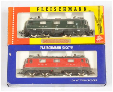 Fleischmann HO Pair of Overhead Electric Loco's. 1349 SBB - FFS Green / Silver 11156 (comes with incorrect box lid for 4110 l