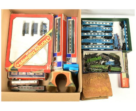 Hornby, Peco, Jouef, Trix, loco's, sets, track accessories. To include Hornby Dublo 3-rail tanks loco's repainted, Hornby Loc