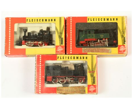 Fleischmann HO Group of 3x Steam Loco's. Comprising 4000 0-4-0 Black - Anna R2, 4016 2-4-0T Black / Red Deutsche Bundesbahn 7