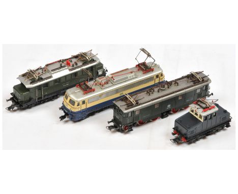 Fleischmann &amp; ROCO HO Group of 4x Overhead Electric Loco's. Comprising DB Blue / Cream E101312, DB Green E44 056, 0-4-0 r