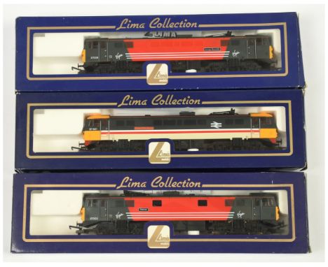 Lima OO Group of 3x Class 87 BR &amp; Virgin Overhead Electric Loco's. Comprising L204631 Virgin Red / Grey 87006 George Reyn