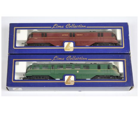 Lima OO Pair of BR Diesel Railcars. Comprising L204913 BR (WR) Maroon W34 Express Parcels; L205267 BR Green W32W. Conditions:
