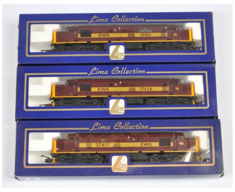Lima OO Group of 3x EWS Maroon / Yellow Class 37 Diesel Loco's. Comprising L204612 - 37426, L204632 - 37413 The Scottish Rail