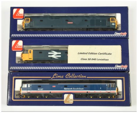 Lima OO Group of 3x BR Class 50 Diesel Loco's. Comprising L204961 Ltd Edition BR Blue 50040 Leviathan - Cert No.713 of 1100, 