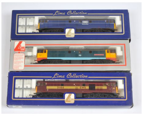 Lima OO Group of 3x Class 31 Diesel Loco's. Comprising 204730 Mainline Blue 31407, L204661 EWS Maroon / Yellow 31466, 205032 
