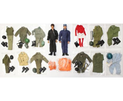 Action Man: A pair of dressed Action Man figures, together with a collection of assorted accessories and clothing related. Go