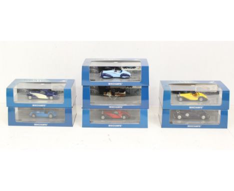 Minichamps: A collection of seven boxed Minichamps: The Mullin Automotive Museum Collection 1:43 vehicles, to include: Delaha