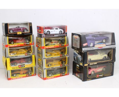 Diecast: A collection of assorted boxed Bburago, Maisto and other vehicles. Original boxes, general wear expected with age. C