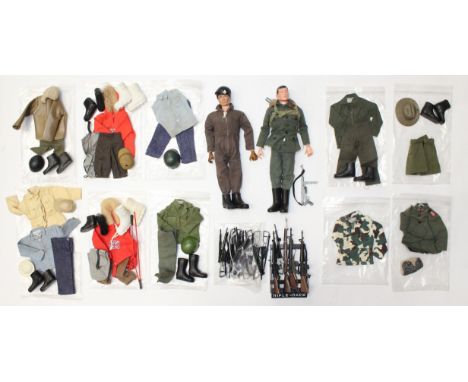 Action Man: A pair of dressed Action Man figures, together with a collection of assorted accessories and clothing related. Go