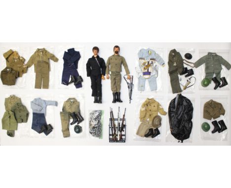 Action Man: A pair of dressed Action Man figures, together with a collection of assorted accessories and clothing related. Go