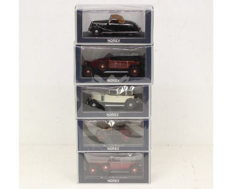 Norev: A collection of five boxed Norev Collectors 1:43 vehicles, to include: Renault Viva Grand Sport, Renault 40 CV Type MC