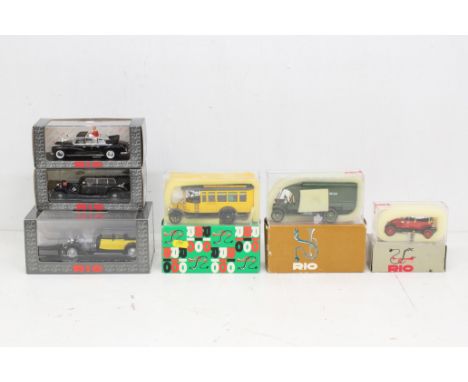 Rio: A collection of six boxed Rio scale model vehicles, to include: Mercedes Limousine, Reich Fuhrer, Bugatti 41, Fiat Onmib