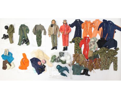 Action Man: A pair of dressed Action Man figures, together with a collection of assorted accessories and clothing related. Go