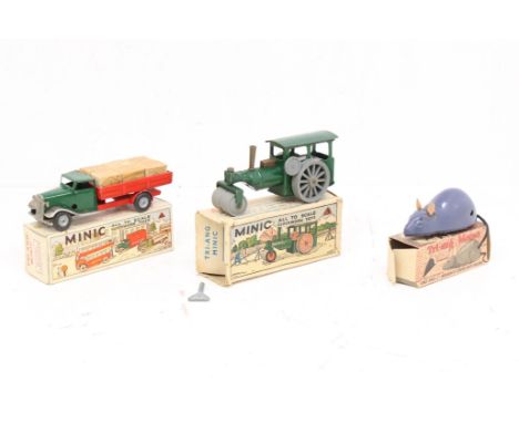 Triang: A collection of three boxed Tri-ang vehicles to include: Delivery Lorry &amp; Cases, Steam Roller and Mouse. Original