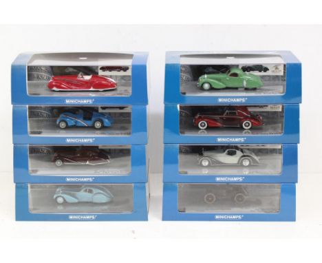 Minichamps: A collection of eight boxed Minichamps: The Mullin Automotive Museum Collection 1:43 vehicles, to include: Delaha