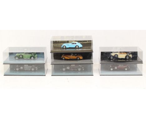 Minichamps: A collection of seven boxed Minichamps 1:43 vehicles, to include: Maybach, Horch, and Alfa Romeo. Original boxes,