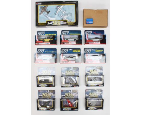 Corgi: A collection of assorted Corgi boxed vehicles to include: six James Bond 007 vehicles; and seven '100 Years of Flight'