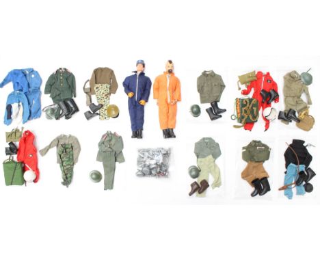 Action Man: A pair of dressed Action Man figures, together with a collection of assorted accessories and clothing related. Go