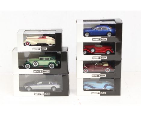 Whitebox: A collection of seven boxed Whitebox 1:43 vehicles, to include: Packard, Isotta Fraschini, Maybach, Rolls Royce, Au