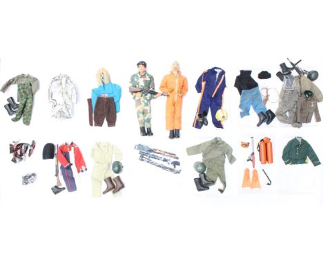 Action Man: A pair of dressed Action Man figures, together with a collection of assorted accessories and clothing related. Go