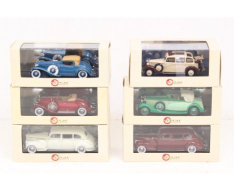 Esval Models: A collection of six boxed Esval Models 1:43 vehicles, to include: Mercedes-Benz, Cord L-29, Pierce Arrow, Packa