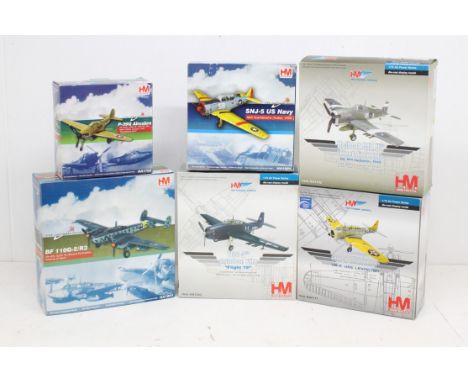 Hobbymaster: A collection of six boxed Hobby Master model aircraft, Reference HA1801, HA1702, HA1501, HA0111, HA1202, and HA1