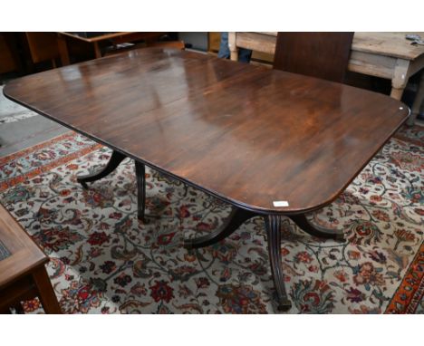 A mahogany D-end dining table with single leaf, 230 cm long x 117 cm wide x 71 cm highCondition - one d-end has an old 11cm l