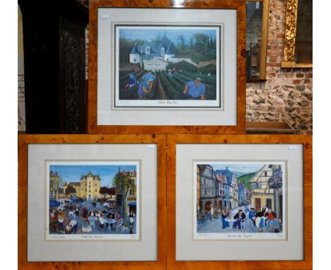A set of four limited edition Margaret Laxton Chateau prints from the Village France Collective etc to/w one other (5) 