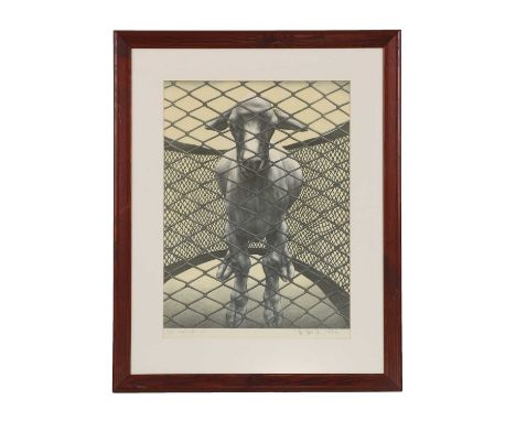 Su Xinping (Chinese, b.1960),'Netted Sheep',a set of three lithographs, each signed and dated 1992, numbered 2/30, 4/30 and 1
