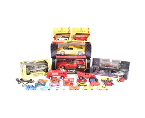 Diecast - a collection of assorted boxed and loose diecast model cars of various scales and makers to include; Burago 1/18 sc