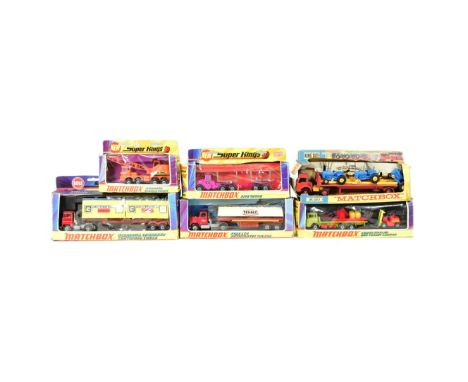 Diecast - a collection of x6 vintage Matchbox Superkings boxed diecast models comprising; K-16 Ford LTS Articulated Tanker, K