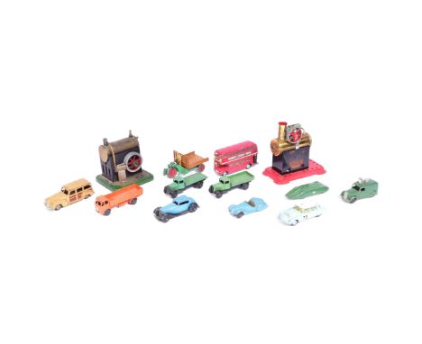 A collection of vintage Dinky Toys and Corgi Toys diecast models and x2 stationary steam engine models (Mamod &amp; ESL). Die