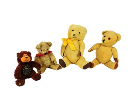 Teddy Bears - a collection of assorted vintage soft toy teddy bears. Three believed English Chiltern / Chad Valley bears and 