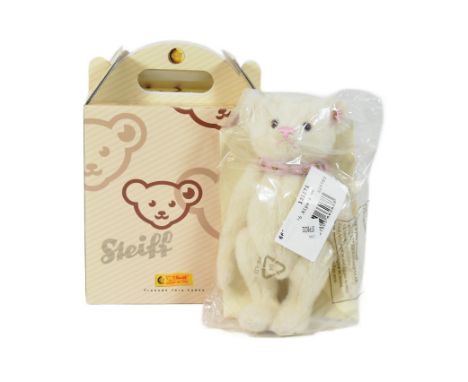 Teddy Bears - a factory sealed German Steiff made soft toy teddy bear No. 662683 Jill the White Alpaca Bear. White with pink 