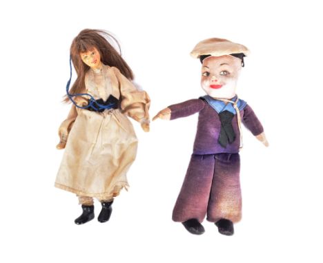 A vintage Norah Wellings cloth bodied Sailor doll along with one other believed French made example with composition head, ha