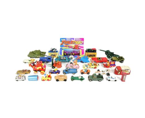 Diecast - a collection of assorted vintage diecast model cars. Largely Dinky Toys and Cori Toys of TV and Film interest along