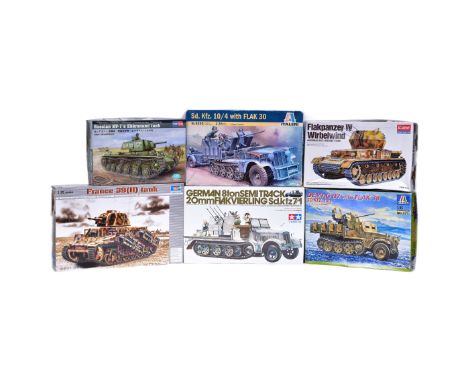 Model Kits - a collection of x6 assorted 1/35 scale plastic model kits of Military interest to include; Tamiya German 8 Ton S