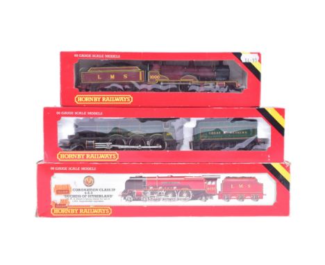 Three vintage Hornby OO gauge model railway trainset locomotive engines, comprising of R066 Duchess Class 4-6-2 'Duchess of S