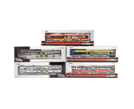 Diecast - a collection of x5 Corgi / Wrightbus 1/76 scale boxed diecast model buses. Assorted companies and liveries. Some mo
