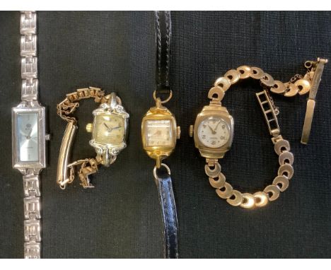 A lady's 9ct gold Rotary wristwatch;  other watches 