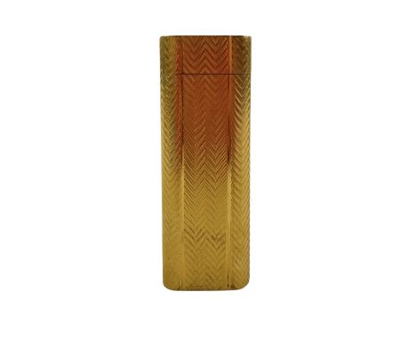 Cartier gold plated lighter with chevron engine turned decoration no. 72914K, cased